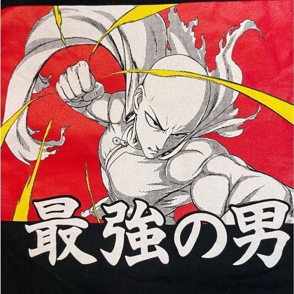 One Punch Man Anime Graphic T-shirt Men Medium Black Short Sleeve - Picture 2 of 5